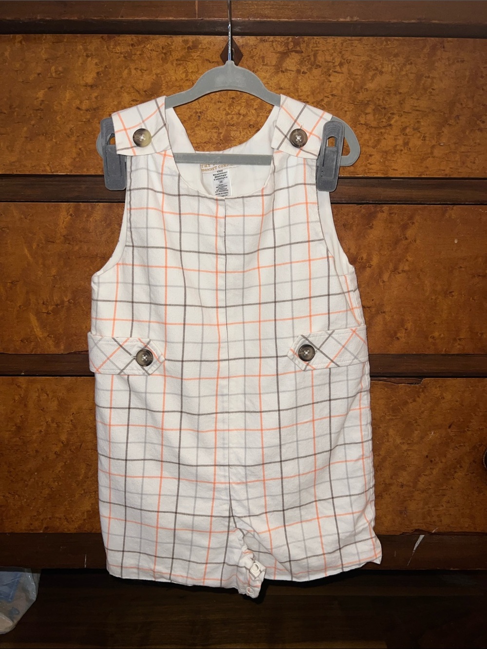 TBBC Cream Plaid Jon Jon with Orange and Brown Lines